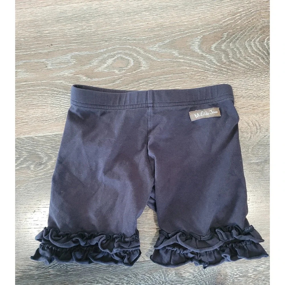 Matilda Jane Girls Ruffle Bottom Stretch Black Bike Shorts Size 6 #5 - Picture 1 of 3